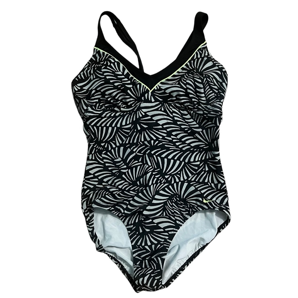 Nike One Piece Swimsuit Women’s Size Large Black‎ Gray Yellow